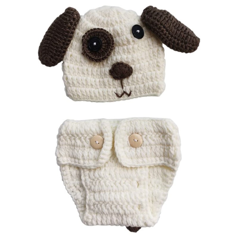 Vedory Newborn Baby Photography Props Boy Girls Photo Shoot Props Outfits Crochet Knitted Costume Unisex Cute Infant Hat Pants(Dog) - Image 4